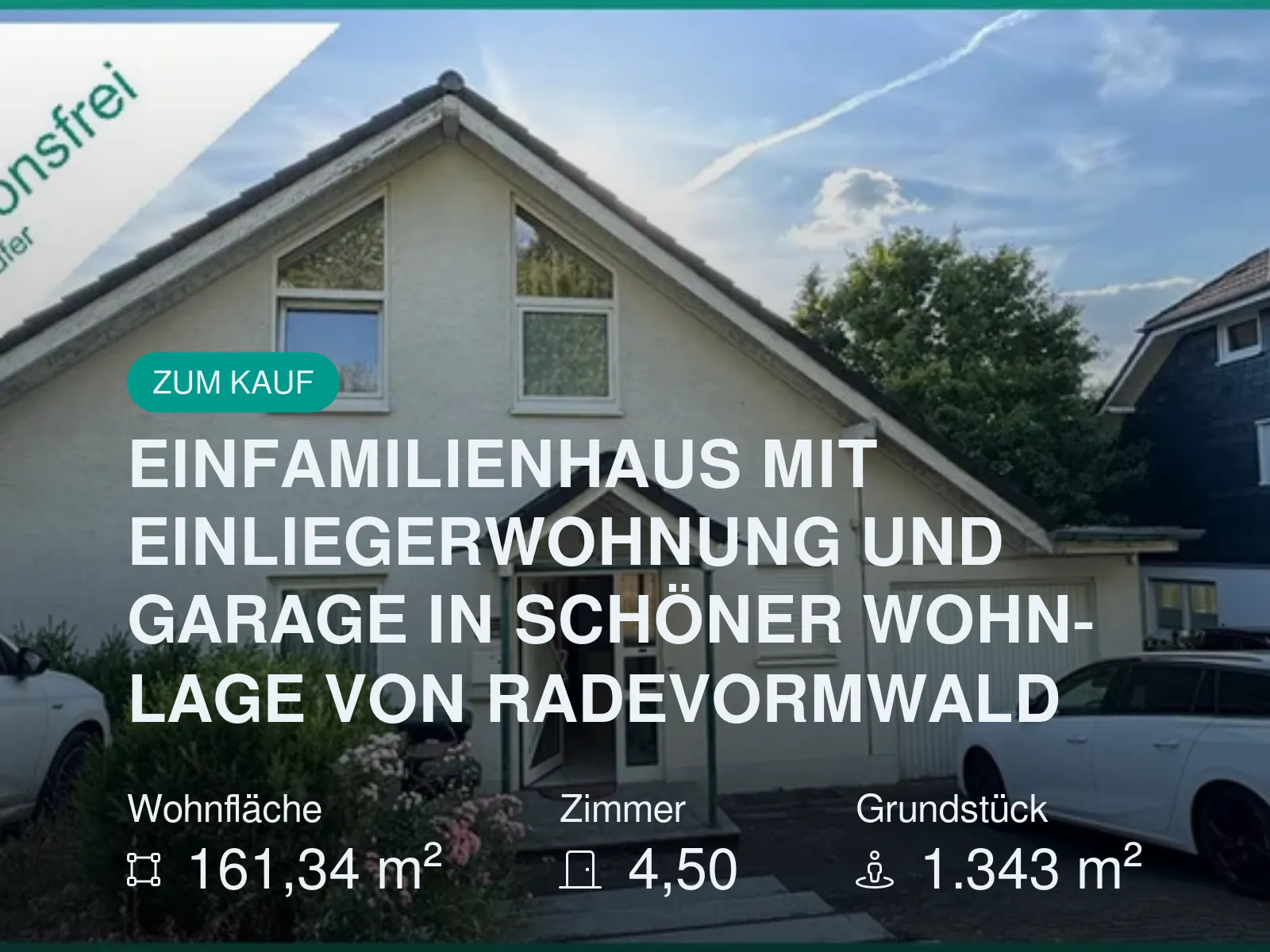 Neu im Angebot: EINFAMILIENHAUS MIT EINLIEGERWOHNUNG UND GARAGE IN SCHÖNER WOHNLAGE VON RADEVORMWALD