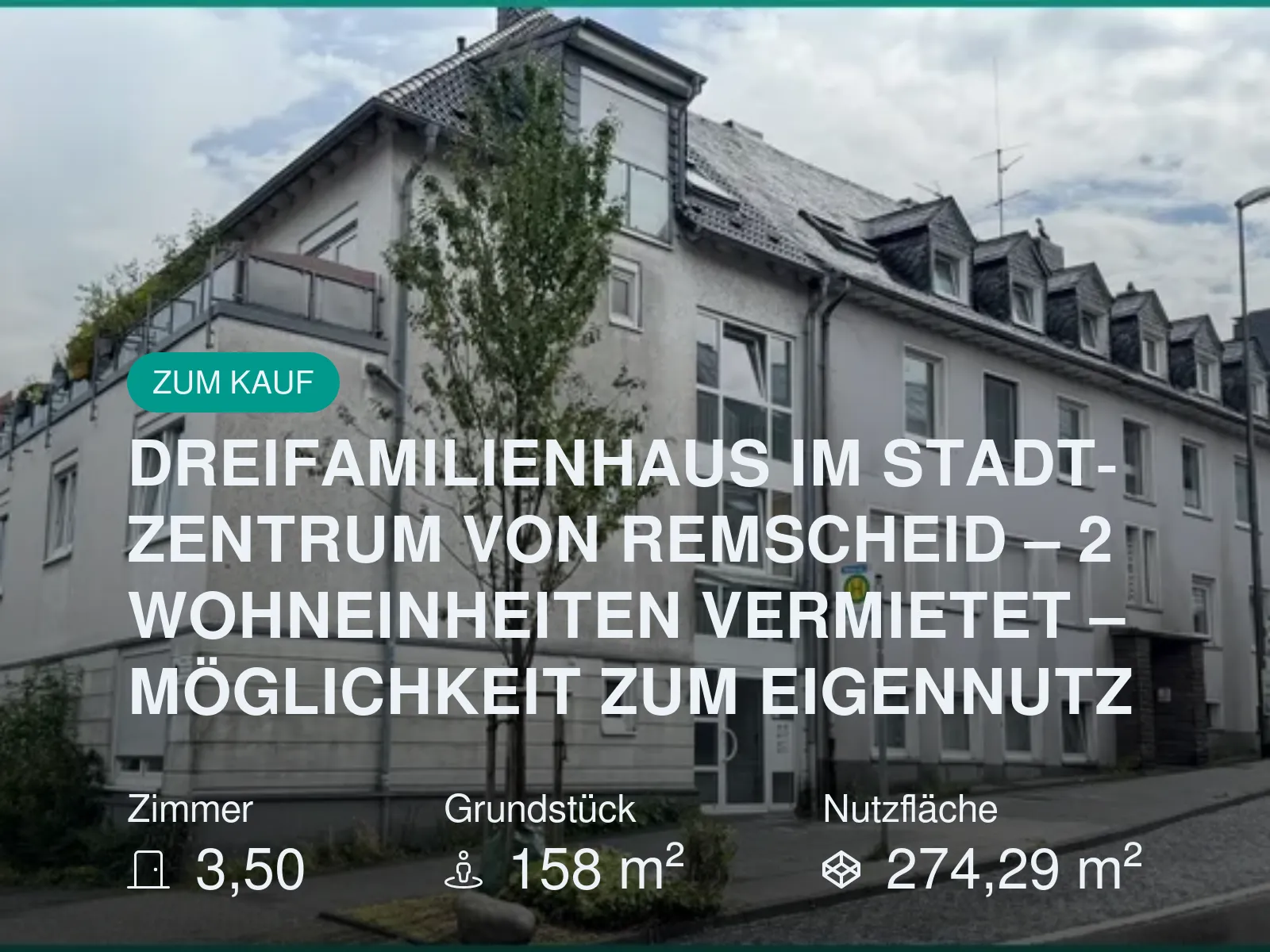 Neu im Angebot: DREIFAMILIENHAUS IM STADTZENTRUM VON REMSCHEID – 2 WOHNEINHEITEN VERMIETET – MÖGLICHKEIT ZUM EIGENNUTZ