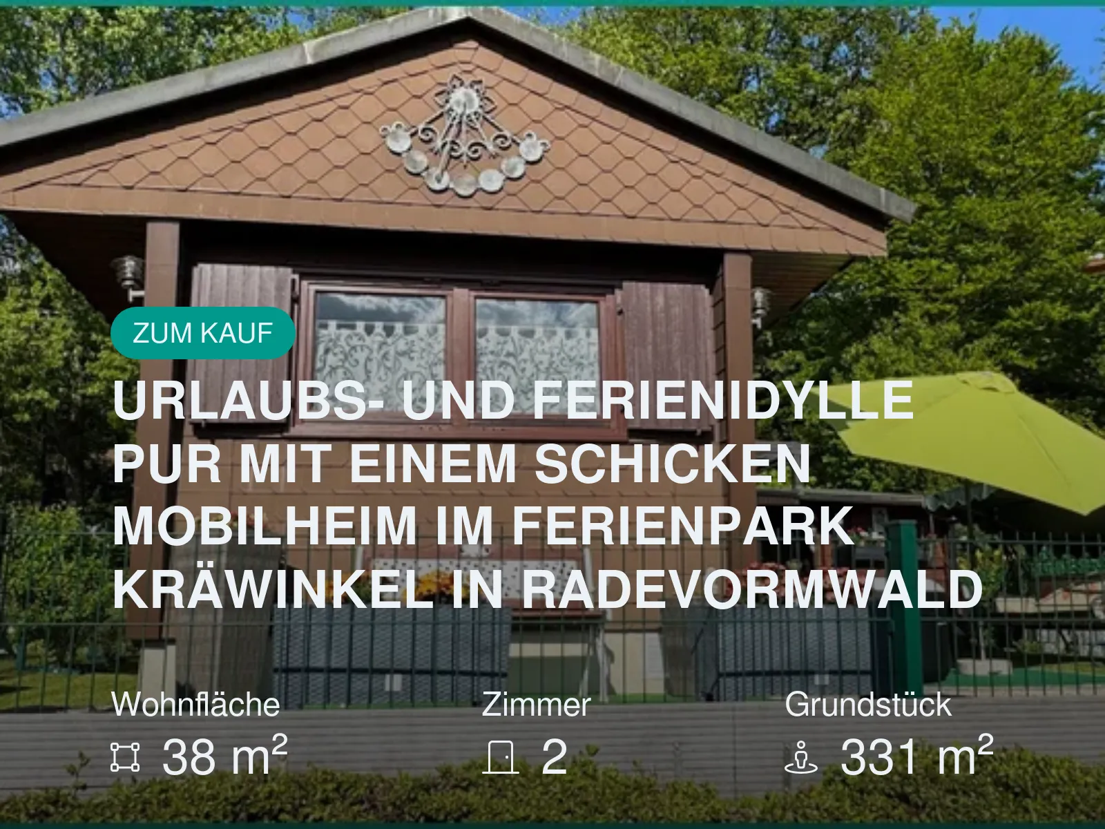 Neu im Angebot: URLAUBS- UND FERIENIDYLLE PUR MIT EINEM SCHICKEN MOBILHEIM IM FERIENPARK KRÄWINKEL IN RADEVORMWALD