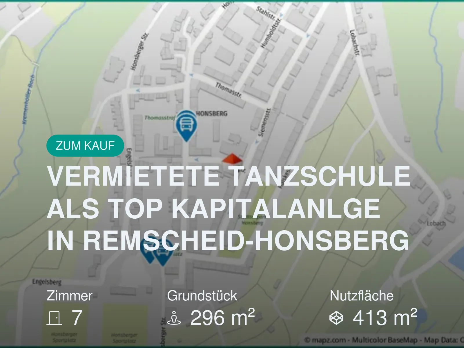 Neu im Angebot: VERMIETETE TANZSCHULE ALS TOP KAPITALANLGE IN REMSCHEID-HONSBERG