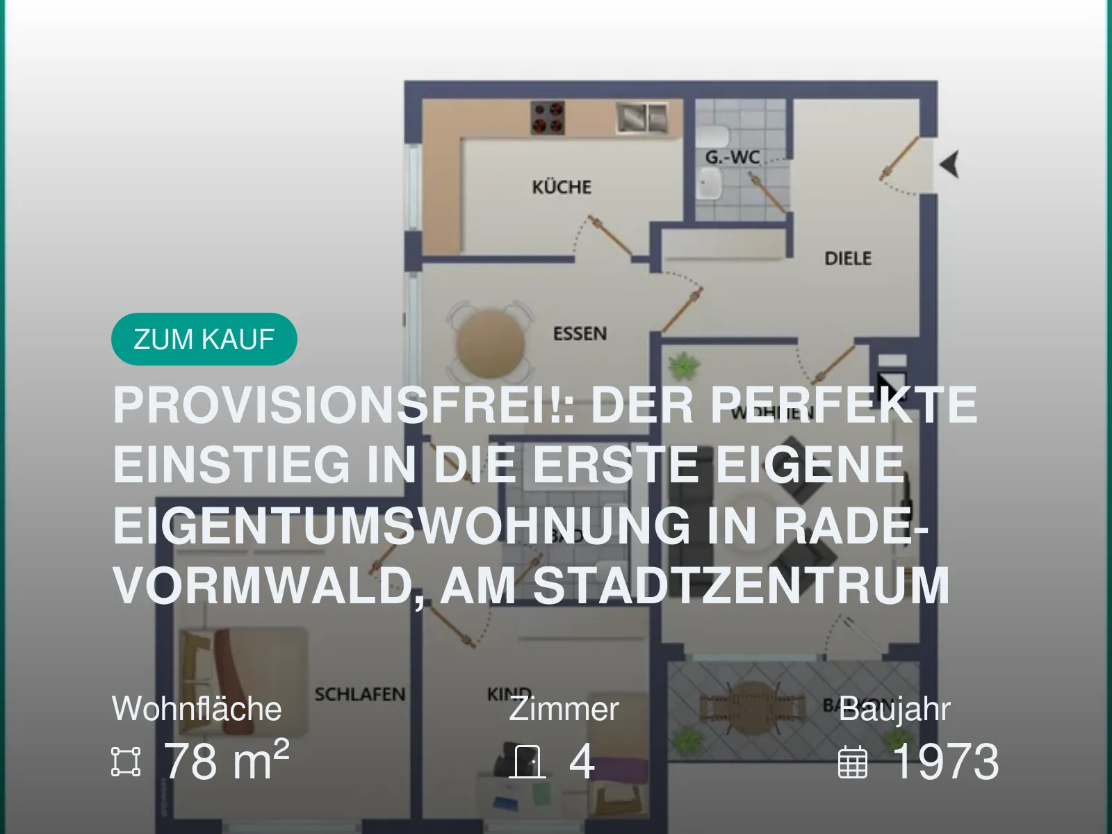 Neu im Angebot: PROVISIONSFREI!: DER PERFEKTE EINSTIEG IN DIE ERSTE EIGENE EIGENTUMSWOHNUNG IN RADEVORMWALD, AM STADTZENTRUM