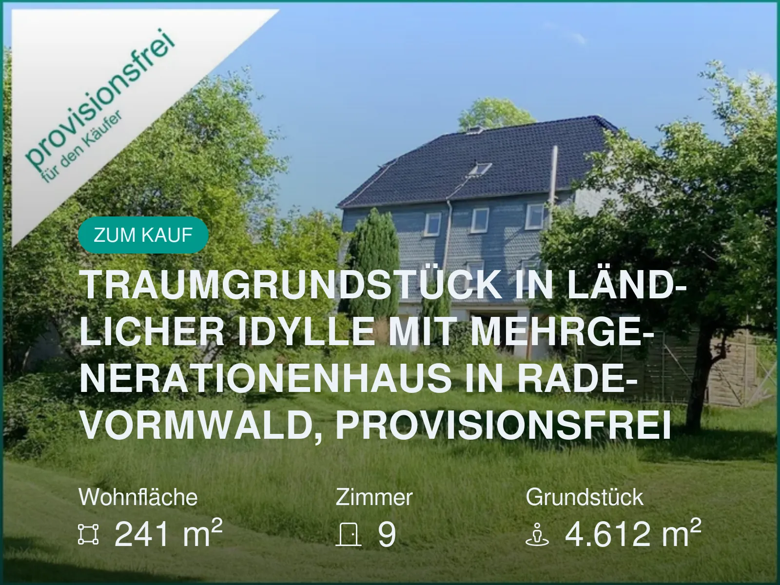 Neu im Angebot: TRAUMGRUNDSTÜCK IN LÄNDLICHER IDYLLE MIT MEHRGENERATIONENHAUS IN RADEVORMWALD, PROVISIONSFREI