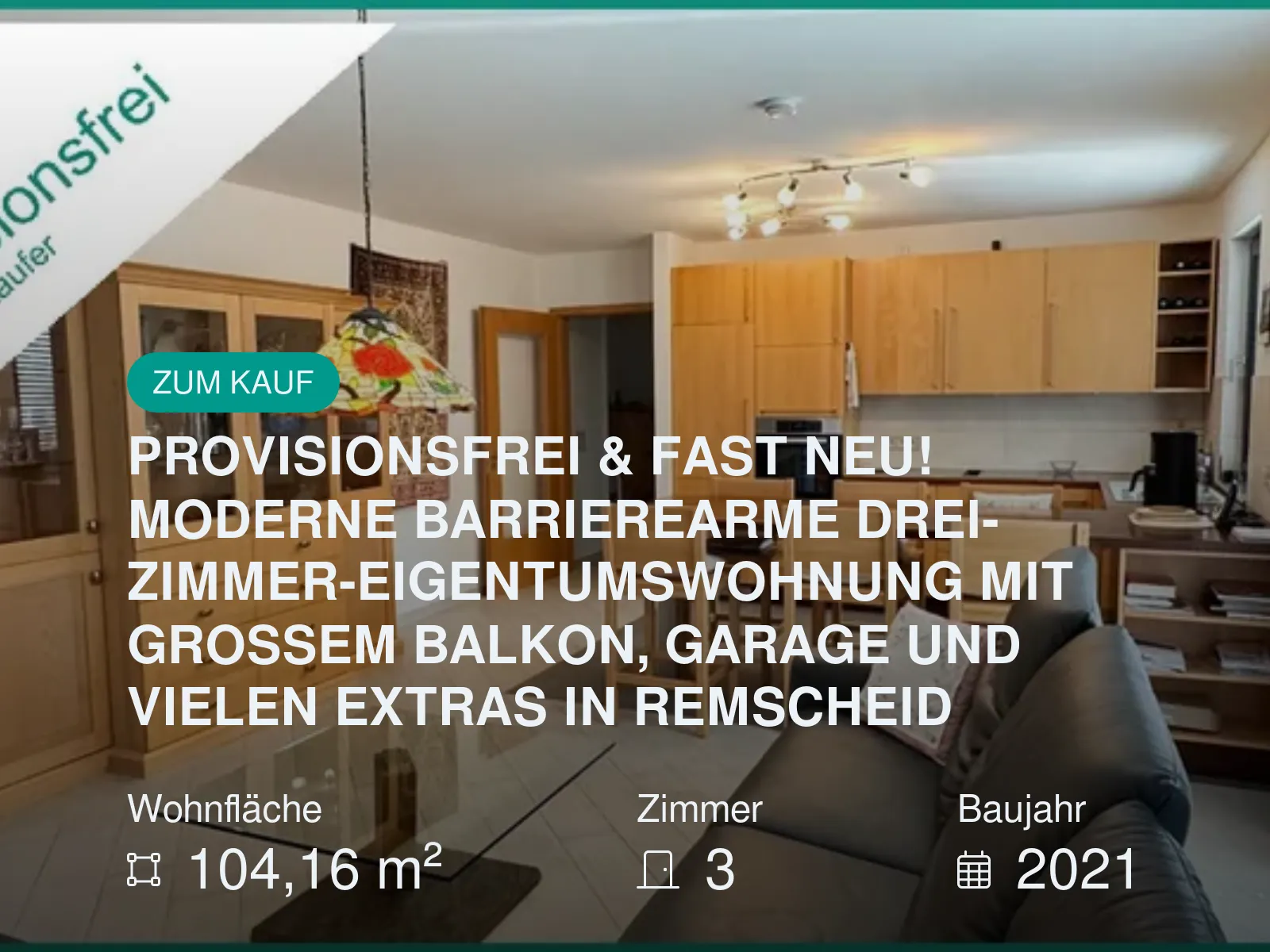 Neu im Angebot: PROVISIONSFREI & FAST NEU! MODERNE BARRIEREARME DREI-ZIMMER-EIGENTUMSWOHNUNG MIT GROSSEM BALKON, GARAGE UND VIELEN EXTRAS IN REMSCHEID