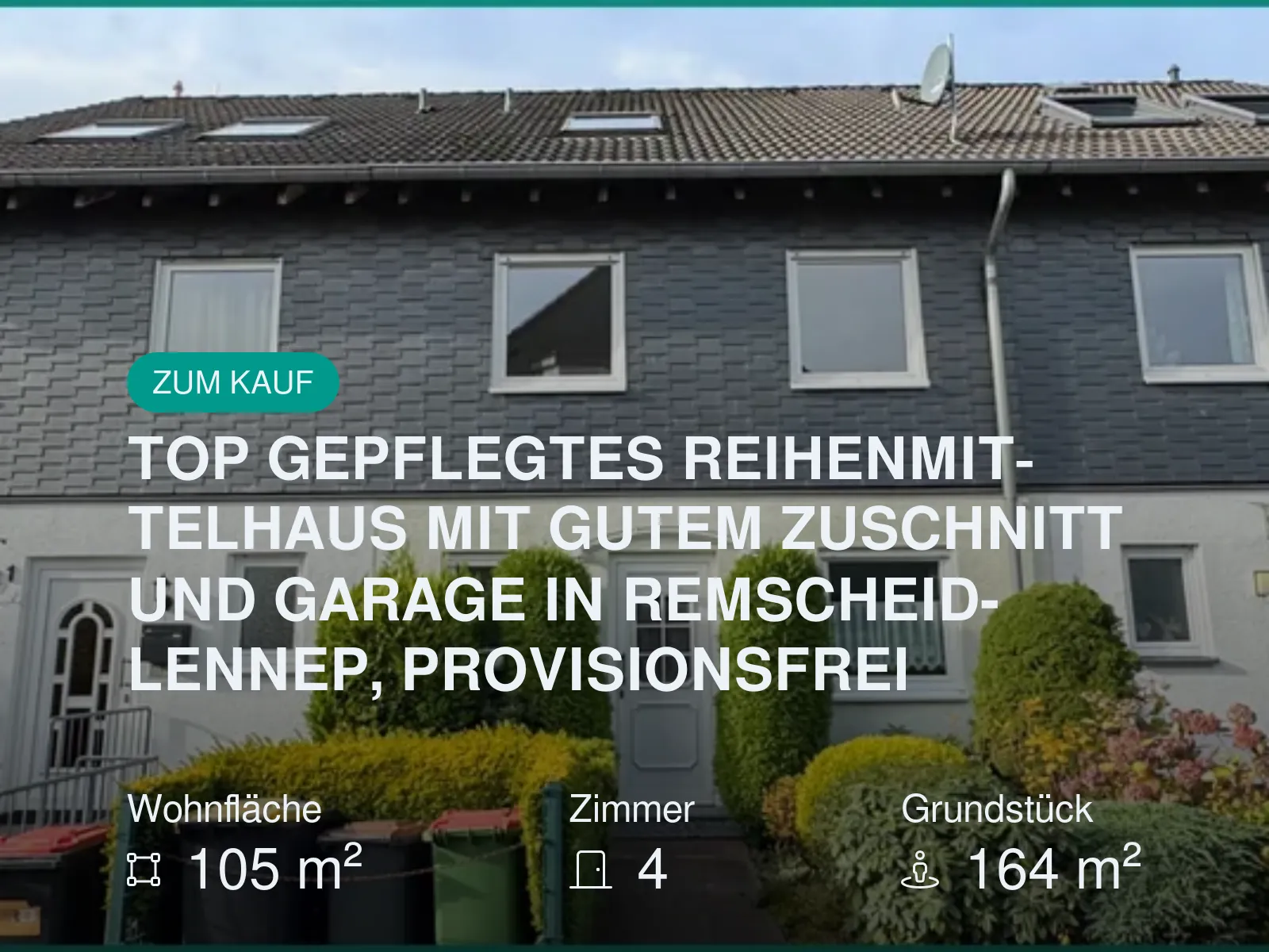 Neu im Angebot: TOP GEPFLEGTES REIHENMITTELHAUS MIT GUTEM ZUSCHNITT UND GARAGE IN REMSCHEID-LENNEP, PROVISIONSFREI